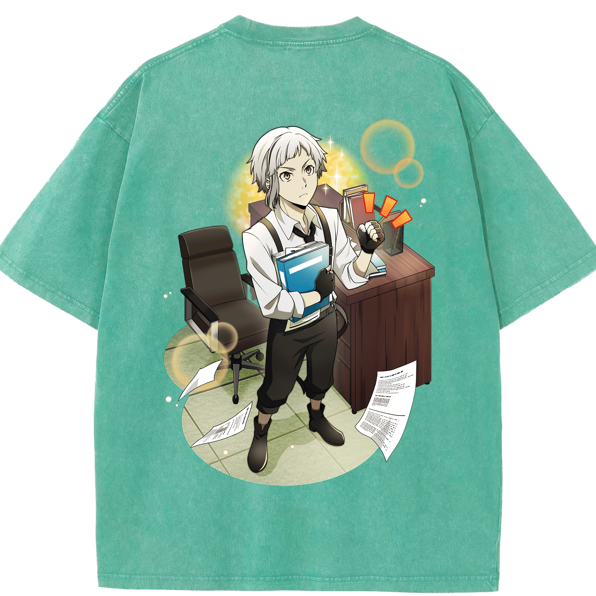 （画像用） 文豪ストレイドッグス Bungo Stray Dogs 綿100% ヴィンテージ風 半袖Tシャツ（背面プリント）